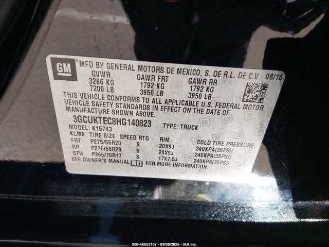 Продаж на аукціоні авто 2017 Chevrolet Silverado 1500 High Country, vin: 3GCUKTEC8HG140823, номер лоту: 46052197