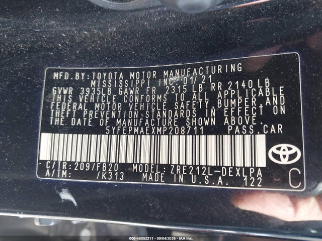 Toyota COROLLA LE 2021 5YFEPMAEXMP208711 Image 9
