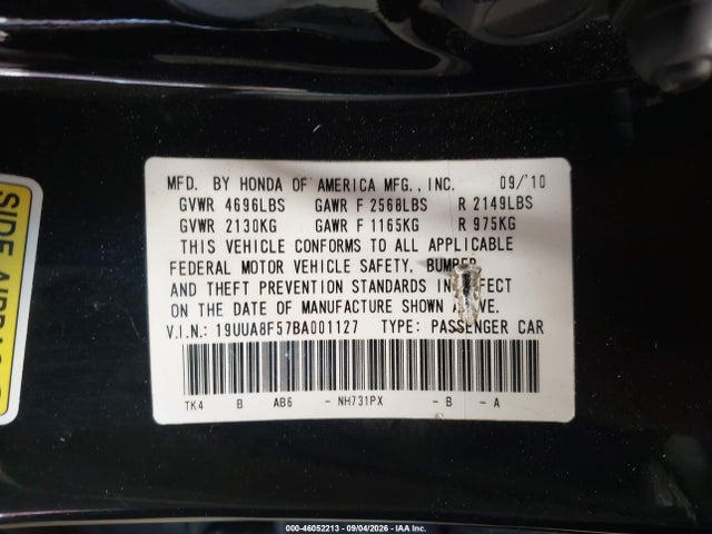 Aukcja sprzedaży 2011 Acura Tl 3.5, vin: 19UUA8F57BA001127, numer aukcji: 46052213
