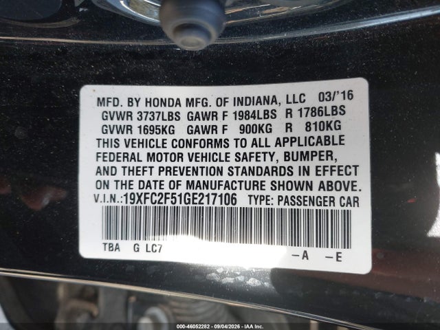 19XFC2F51GE217106 Honda Civic Lx