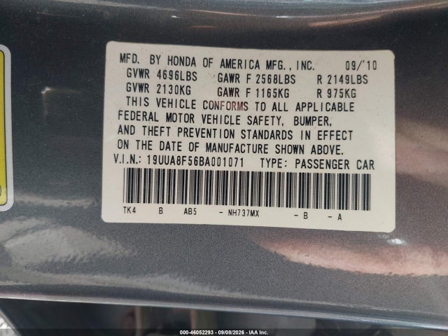 Продажа на аукционе авто 2011 Acura Tl 3.5, vin: 19UUA8F56BA001071, номер лота: 46052293