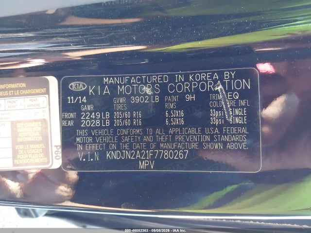Aukcja sprzedaży 2015 Kia Soul, vin: KNDJN2A21F7780267, numer aukcji: 46052363