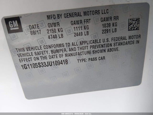 Chevrolet IMPALA 1LT 2018 1G1105S33JU109418 Image 9