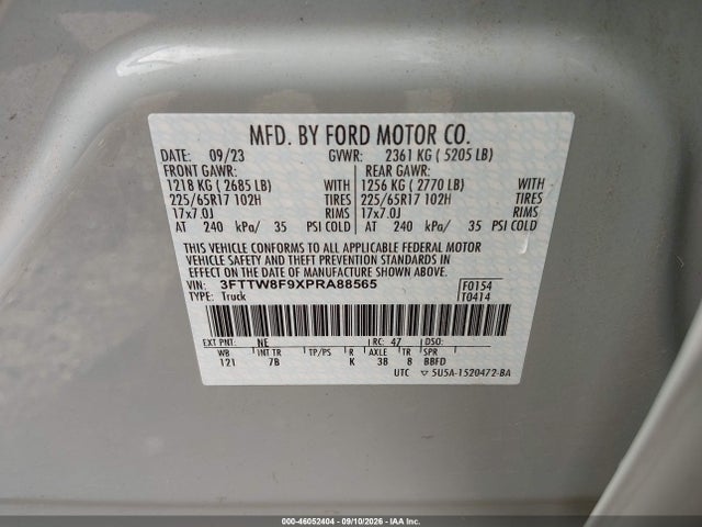 Aukcja sprzedaży 2023 Ford Maverick Xlt, vin: 3FTTW8F9XPRA88565, numer aukcji: 46052404