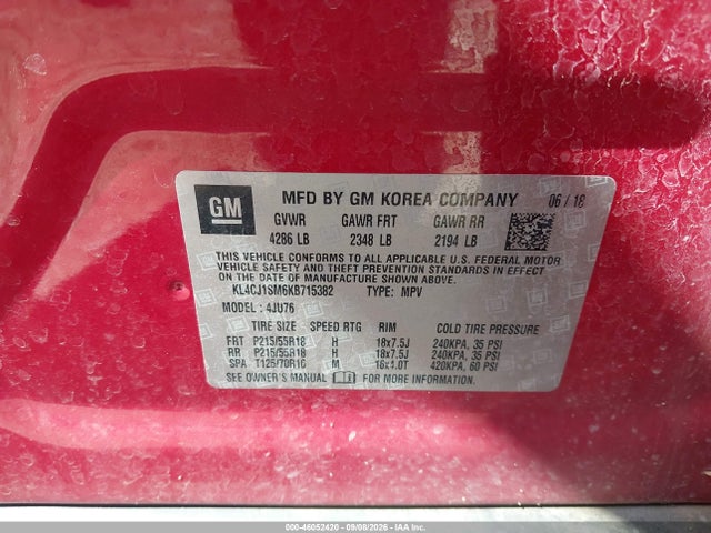 Продажа на аукционе авто 2019 Buick Encore Fwd Sport Touring, vin: KL4CJ1SM6KB715382, номер лота: 46052420