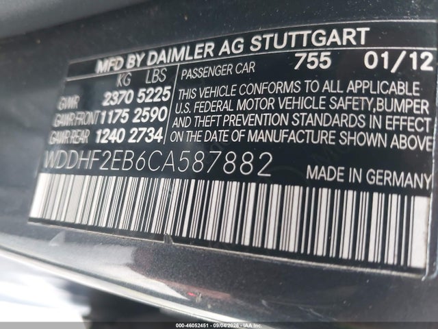 2012 Mercedes-benz E 350 Bluetec მანქანა იყიდება აუქციონზე, vin: WDDHF2EB6CA587882, აუქციონის ნომერი: 46052451