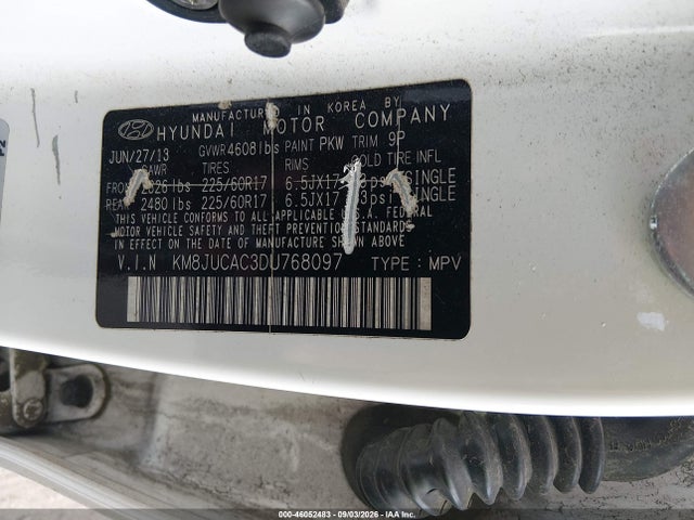 Продажа на аукционе авто 2013 Hyundai Tucson Gls, vin: KM8JUCAC3DU768097, номер лота: 46052483