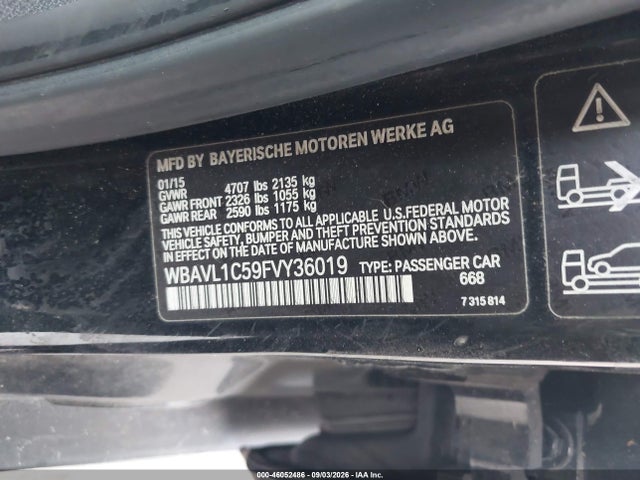 Aukcja sprzedaży 2015 Bmw X1 Xdrive28i, vin: WBAVL1C59FVY36019, numer aukcji: 46052486