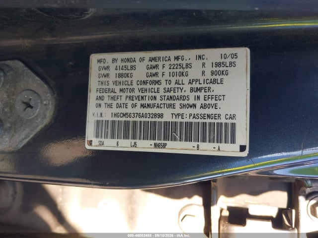 Продаж на аукціоні авто 2006 Honda Accord 2.4 Se, vin: 1HGCM56376A032898, номер лоту: 46052488