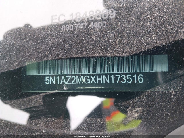 2017 Nissan Murano S მანქანა იყიდება აუქციონზე, vin: 5N1AZ2MGXHN173516, აუქციონის ნომერი: 46052514
