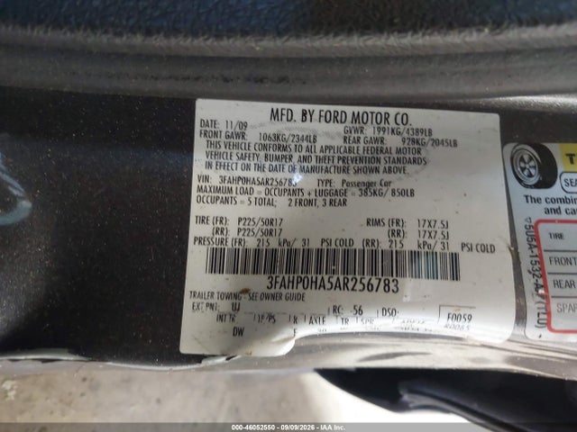 Продаж на аукціоні авто 2010 Ford Fusion Se, vin: 3FAHP0HA5AR256783, номер лоту: 46052550