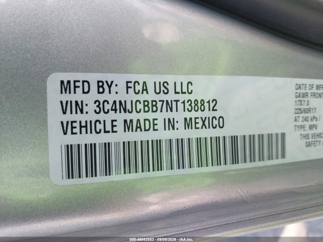 Aukcja sprzedaży 2022 Jeep Compass Latitude Fwd, vin: 3C4NJCBB7NT138812, numer aukcji: 46052553