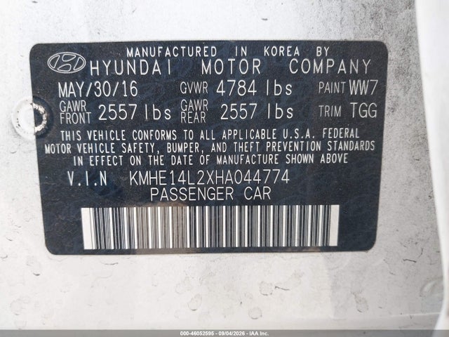 Hyundai SONATA PLUG-IN HYBRID 2017 KMHE14L2XHA044774 Image 9