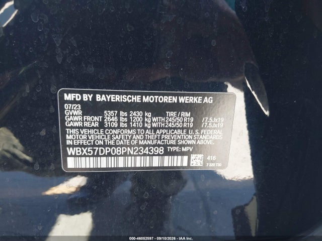 Продажа на аукционе авто 2023 Bmw X3 Xdrive30i, vin: WBX57DP08PN234398, номер лота: 46052597