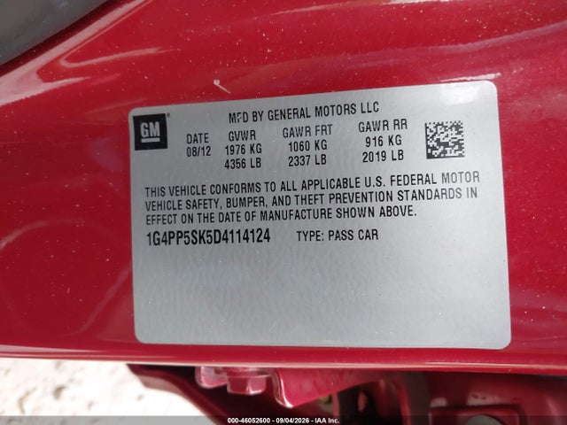 Продаж на аукціоні авто 2013 Buick Verano, vin: 1G4PP5SK5D4114124, номер лоту: 46052600