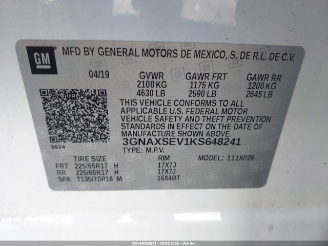 Chevrolet EQUINOX LS 2019 3GNAXSEV1KS648241 Image 9