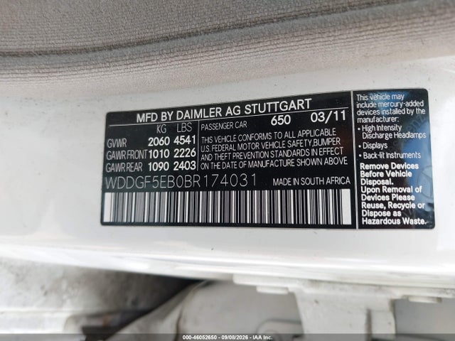 Продажа на аукционе авто 2011 Mercedes-benz C 300, vin: WDDGF5EB0BR174031, номер лота: 46052650