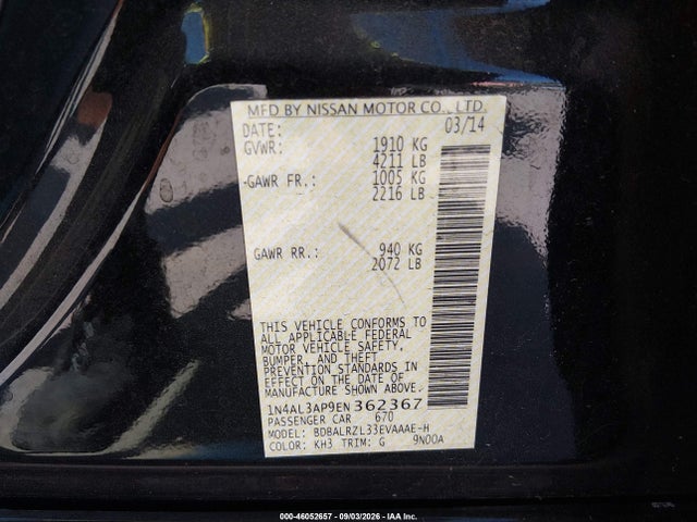 Nissan Altima 2.5 S 2014 1N4AL3AP9EN362367 Image 9