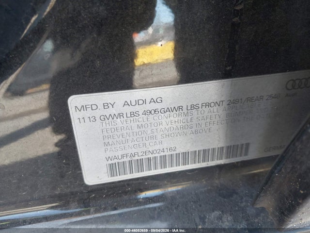 Продаж на аукціоні авто 2014 Audi A4 2.0t Premium, vin: WAUFFAFL2EN024162, номер лоту: 46052659