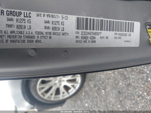 46052666 :رقم المزاد ، 2C3CDXHG7DH655077 vin ، 2013 Dodge Charger Sxt مزاد بيع