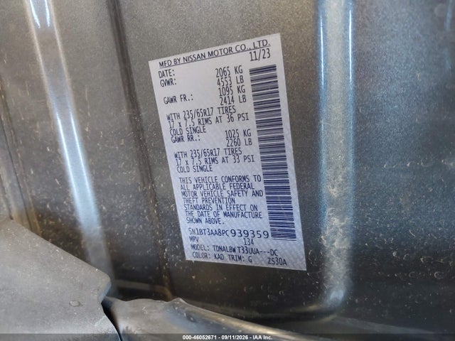 46052671 :رقم المزاد ، 5N1BT3AA8PC939359 vin ، 2023 Nissan Rogue S Fwd مزاد بيع