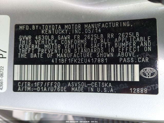 Toyota CAMRY SE 2014 4T1BF1FK2EU417881 Image 9
