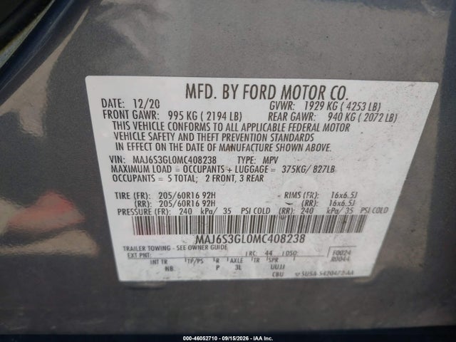 Ford Ecosport Se 2021 MAJ6S3GL0MC408238 Image 9