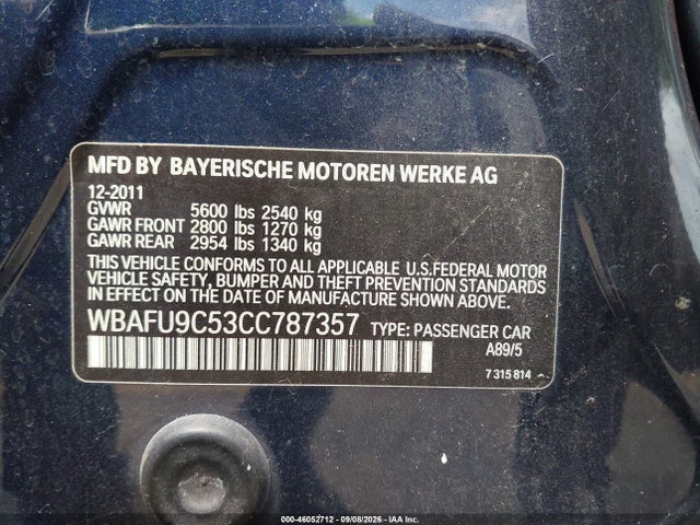 Aukcja sprzedaży 2012 Bmw 550i Xdrive, vin: WBAFU9C53CC787357, numer aukcji: 46052712