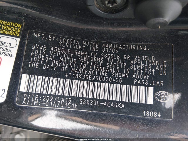 Aukcja sprzedaży 2005 Toyota Avalon Xls, vin: 4T1BK36B25U020436, numer aukcji: 46052726