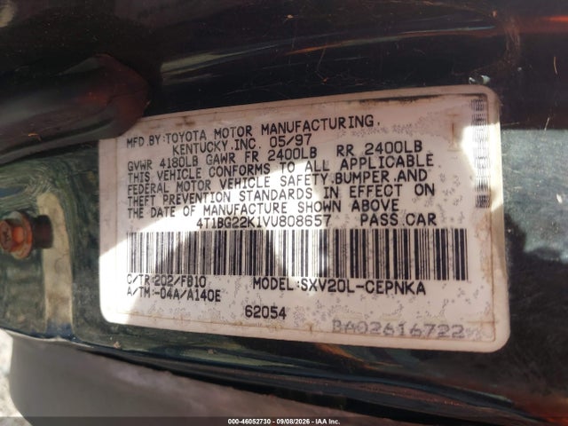 46052730 :رقم المزاد ، 4T1BG22K1VU808657 vin ، 1997 Toyota Camry Le مزاد بيع