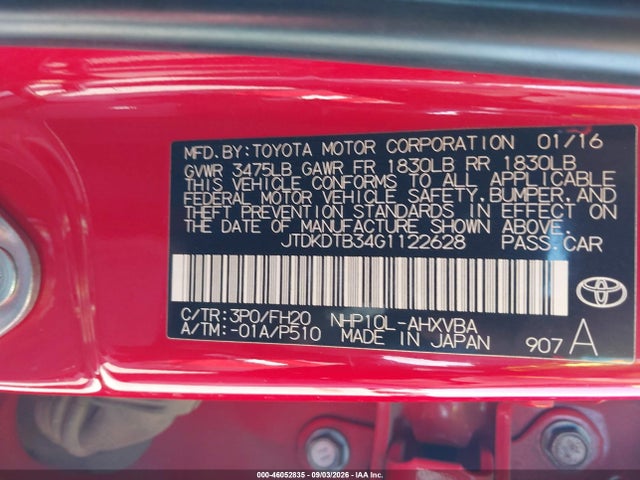 Toyota Prius C One 2016 JTDKDTB34G1122628 Image 9