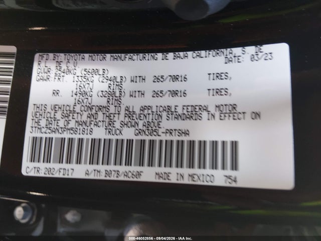Продажа на аукционе авто 2023 Toyota Tacoma Trd Off Road, vin: 3TMCZ5AN3PM581818, номер лота: 46052856