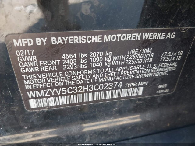 Продаж на аукціоні авто 2017 Mini Countryman Cooper, vin: WMZYV5C32H3C02374, номер лоту: 46052883