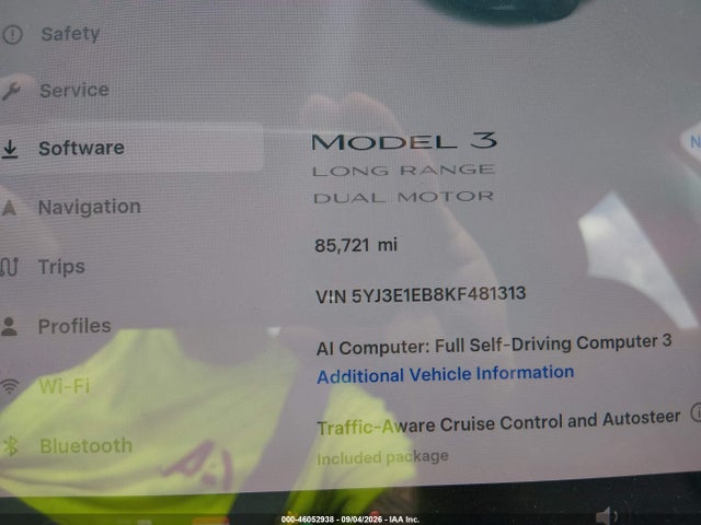 Auction sale of the 2019 Tesla Model 3 Long Range/performance, vin: 5YJ3E1EB8KF481313, lot number: 46052938