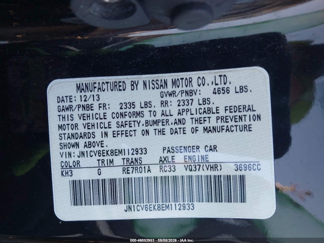 Продажа на аукционе авто 2014 Infiniti Q60 Journey/sport, vin: JN1CV6EK8EM112933, номер лота: 46052953