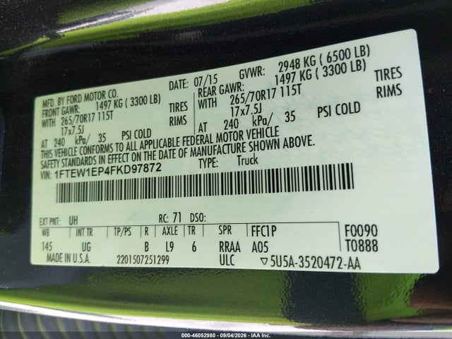 Ford F-150 Xlt 2015 1FTEW1EP4FKD97872 Image 9