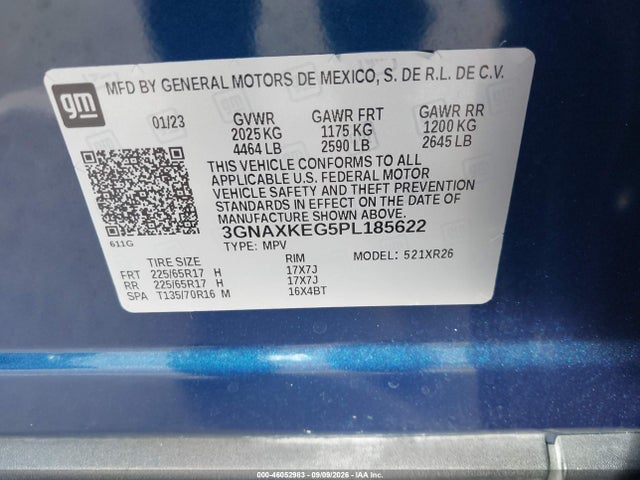 Продажа на аукционе авто 2023 Chevrolet Equinox Fwd Lt, vin: 3GNAXKEG5PL185622, номер лота: 46052983