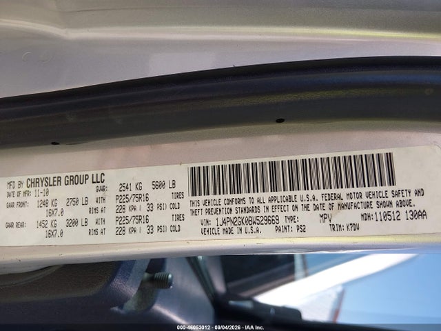2011 Jeep Liberty Sport მანქანა იყიდება აუქციონზე, vin: 1J4PN2GK0BW529669, აუქციონის ნომერი: 46053012