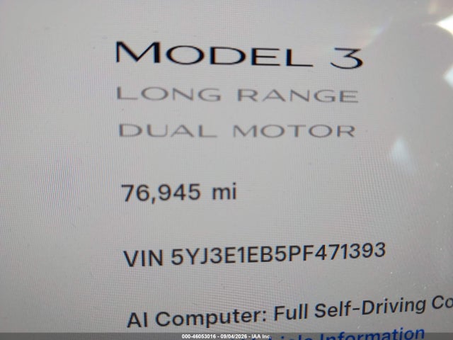 Tesla Model 3 Long Range Dual Motor All-wheel Drive 2023 5YJ3E1EB5PF471393 Image 15