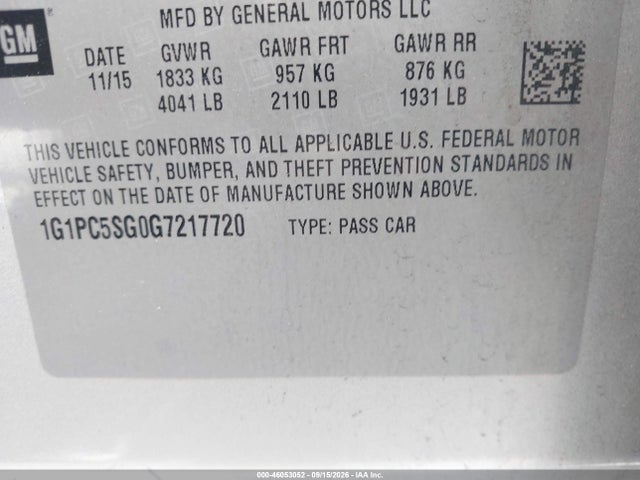 1G1PC5SG0G7217720 Chevrolet Cruze Limited Ls Auto