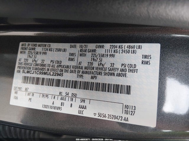 Lincoln Corsair Standard 2021 5LMCJ1C99MUL22945 Image 9