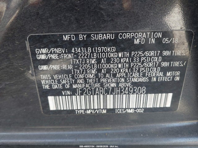Продажа на аукционе авто 2018 Subaru Crosstrek 2.0i Premium, vin: JF2GTABC7JH349308, номер лота: 46053154