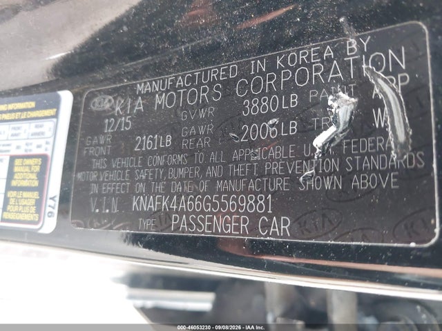 Продажа на аукционе авто 2016 Kia Forte Lx, vin: KNAFK4A66G5569881, номер лота: 46053230