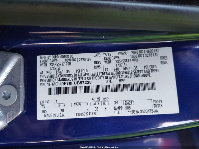 Продажа на аукционе авто 2015 Ford Escape S, vin: 1FMCU0F78FUB57228, номер лота: 46053255