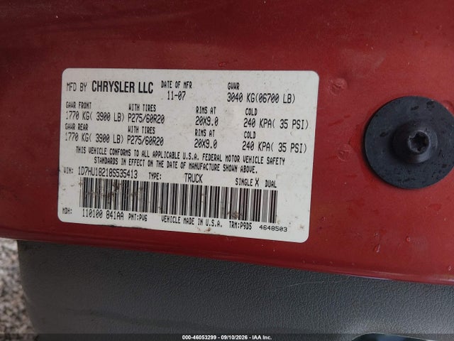 Продажа на аукционе авто 2008 Dodge Ram 1500 Slt, vin: 1D7HU18218S535413, номер лота: 46053299