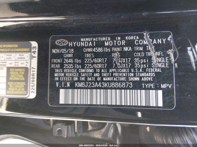 Hyundai TUCSON SE 2019 KM8J23A43KU886873 Image 9