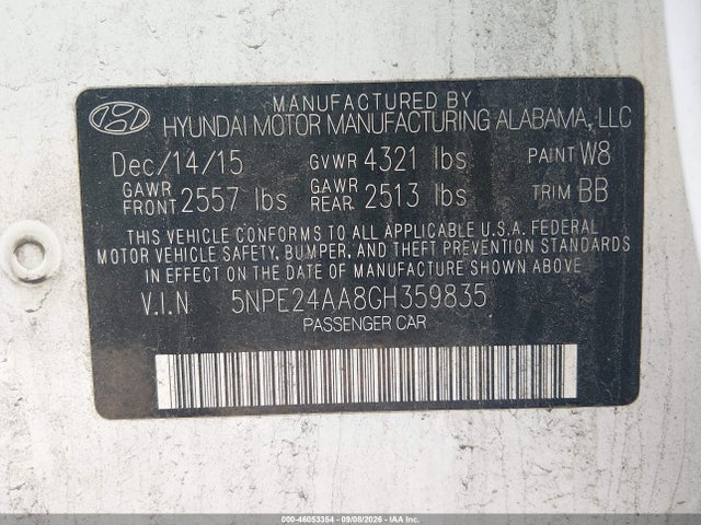 Продаж на аукціоні авто 2016 Hyundai Sonata Eco, vin: 5NPE24AA8GH359835, номер лоту: 46053354