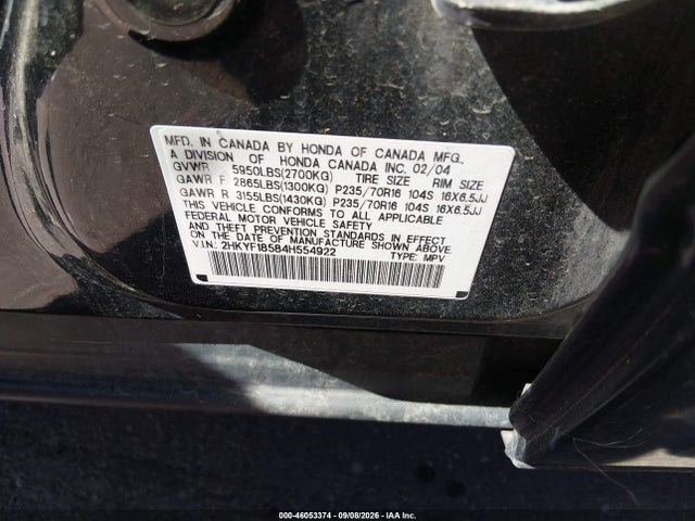 Продаж на аукціоні авто 2004 Honda Pilot Ex-l, vin: 2HKYF18584H554922, номер лоту: 46053374