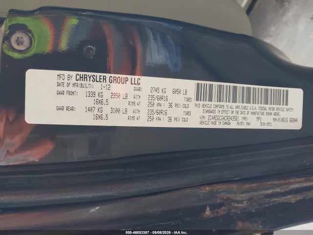 Aukcja sprzedaży 2012 Dodge Grand Caravan Sxt, vin: 2C4RDGCG4CR243561, numer aukcji: 46053387