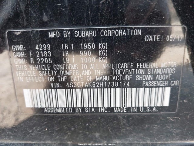 Aukcja sprzedaży 2017 Subaru Impreza 2.0i Sport, vin: 4S3GTAK62H1738174, numer aukcji: 46053393